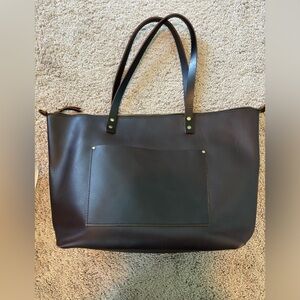 Portland leather oversized tote in grizzly